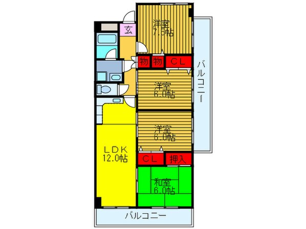 ハイツひとつまつ２番館の物件間取画像